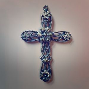 Art Nouveau period rare silver plated cross
